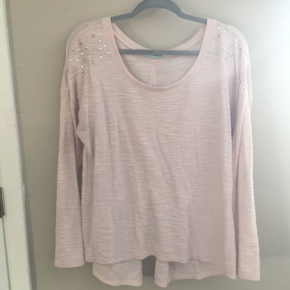Light pink Sweater with rhinestones